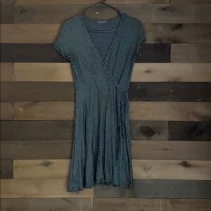 Black and white striped wrap dress